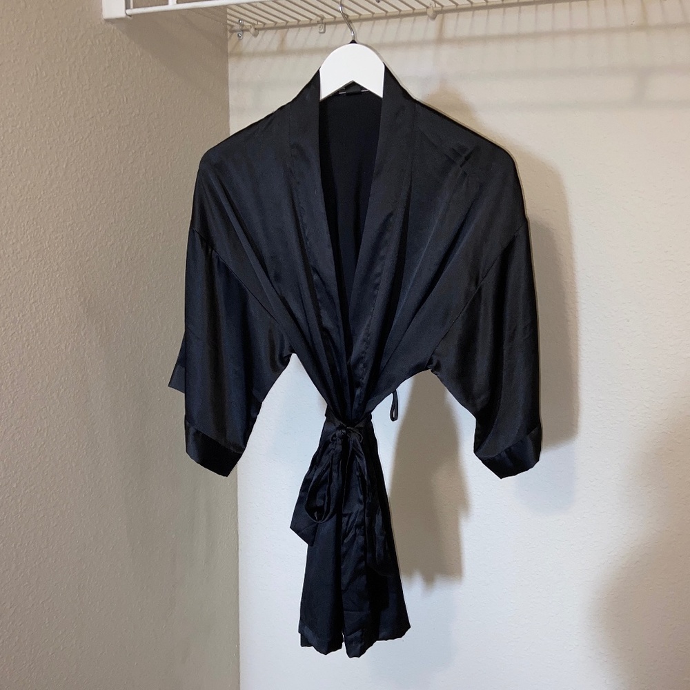 X-Small Victoria's Secret Black Silk Robe